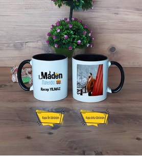 Maden Mühendisi Kupa Bardak Siyah Fotoğraflı Mühendisler Günü Hediyesi