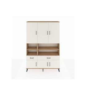 Arges Gardrop 8 Raflı 2 Çekmeceli 6 Kapaklı 132x30x195 Çam-Aytaşı