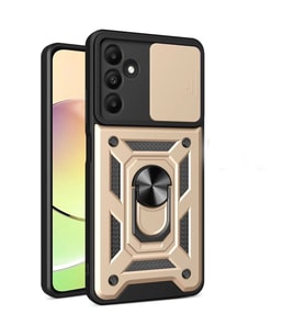 Newface Samsung Galaxy M15 Kılıf Pars Lens Yüzüklü Silikon - Gold
