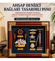 Ahşap Denizci Bağları Tasarımlı Marin Dekoratif Duvar Panosu 36x31 Cm