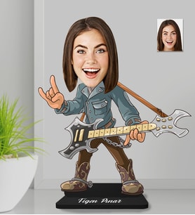 Kişiye Özel Gitar Kadın Ahşap Biblo-1