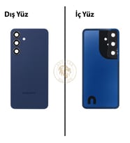 Samsung Galaxy S24 Mavi Renk Lensli Arka Kapak Arka Cam Batarya Kapağı Pil Kapağı Lazer Kesim Back Cover Galaxy S24 Uyumlu
