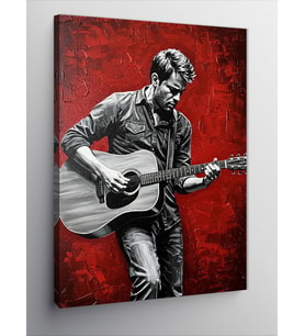 Kanvas Tablo Kırmızı Gitar Çalan Adam