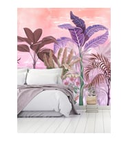 Dreamwall Renkli Tropik Ağaçlar Desenli Silinebilir Tekstil Duvar Kağıdı (Çok Renkli)