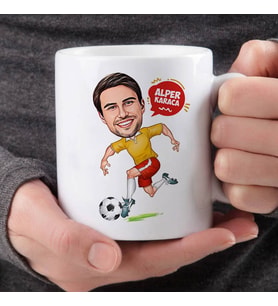 Kişiye Özel Futbol Sever Erkek Karikatürlü Kupa Bardak