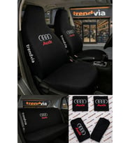 Audi Logolu Oto Koltuk Kılıfı Ön Arka Set – Penye Likralı Universal Koltuk Koruyucu Servis Kılıfı