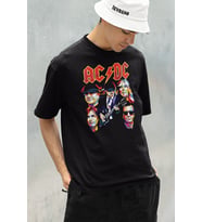 Rock Metal Müzik Grubu AC DC Baskılı Unisex Oversize Tişört