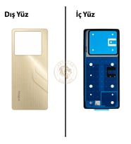 Infinix Note 40 Altın Uyumlu Arka Kapak Arka Cam Batarya Pil Kapağı Lazer Kesim Back Cover