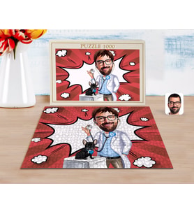 BK Gift Kişiye Özel Erkek Veteriner Hekim Karikatürlü 1000 Parça Profesyonel Puzzle-1