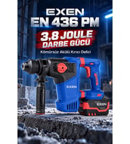 EXEN EN 436 PM 21V Kömürsüz Akülü Kırıcı Delici Matkap – 3,8 Joule, 26 mm, 2 Akülü 6,0 Ah Set