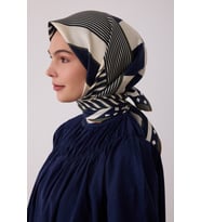 Geometrik Desen %100 Twill İpek Eşarp BE01