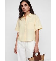 LCW Vision Sarı Oversize Poplin Kadın Gömlek