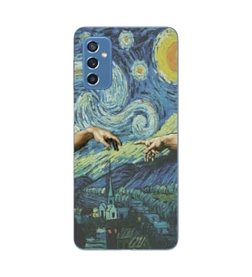 Samsung Galaxy M52 Uyumlu Sanatsal Vintage Desenli Şeffaf Telefon Kılıfı