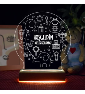 Hoş geldin Bebeğim İsimli 3d Led Lamba