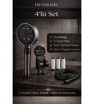 4'lü Set Filtreli Duş Başlığı + Askı + Hortum + 3 Yedek Filtre