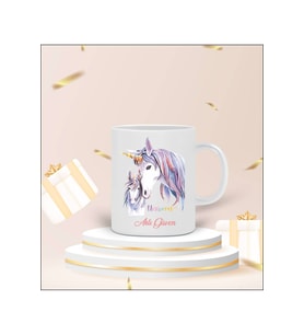 Kişiye Özel Unicorn Tasarımlı Kupa Bardak (Beyaz)