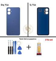 Omix Vida Seti + Yapıştırıcı Omix X5 Mavi Yapıştırıcı B-7000 Yapıştırıcı Vida Seti Arka Kapak Arka Cam Batarya Kapağı Lazer Kesim Kapak Pil Kapağı Back Cover
