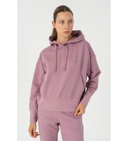 Maraton Oversize Kadın Kapüşonlu Lila Sweatshirt
