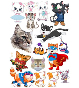 Kediler Sticker Set-8 19 Parça Telefon, Tablet, Defter, Laptop Sticker