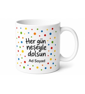 Noktalı Desenli Kişiye Özel Eğlenceli Baskılı Kupa Bardak Hediye