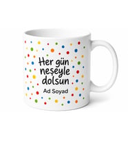 Noktalı Desenli Kişiye Özel Eğlenceli Baskılı Kupa Bardak Hediye
