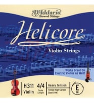 D'Addario H311H Helicore Tek Keman Mi (E) Teli (4/4 - Heavy)  Yüksek Gerilimli Parlak Tını Çelik Çekirdekli Uzun Ömürlü Yapı ve Güçlü Projeksiyon