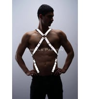 Reflektörlü (Karanlıkta Parlayan) Pantolon Askısı, Reflektörlü Clubwear, Göğüs Harness