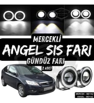 Ford Focus 2.5 2009-2011 Uyumlu Mercekli Angel Sis Farı Metal 76 mm Beyaz Halkalı Gündüz Farı 2 Adet