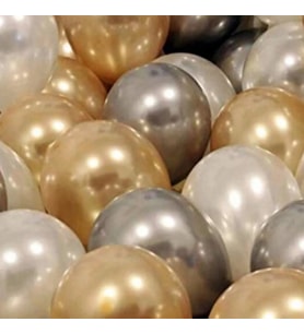 30 Adet Metalik Sedefli Gold-gümüş Gri-beyaz Balon-