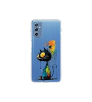 Samsung Galaxy M52 ile Uyumlu Splash Kedi Tasarımlı Şeffaf Silikon Kılıf