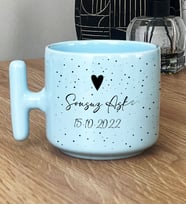Kişiye Özel Sonsuz Aşk ve Tarih Yazılı Hediye Pastel T Kupa Sevgiliye Hediye (Mavi)