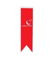 Masa Üstü Kırlangıç Saadet Partisi Bayrağı - 8x30cm Çift Taraflı Saten Kumaş