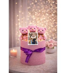Kişiye Özel Fotoğraflı Peluş Ayıcık Buketi
