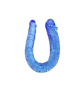 Double Mini Dildo Çift Taraflı Mavi Jel Penis 18 cm