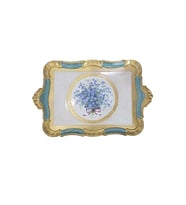 LM ahşap 54x35cm İtalyan El Yapımı Dikdörtgen Tepsi çiçek desenli