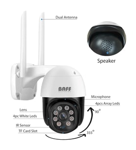 BAFF 2MP PTZ Speed Dome Wıfı Kablosuz IP Kamera SMART-6207