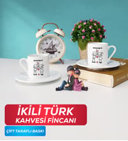 İkili Kişiye Özel Sevgililer Günü Hediyesi Türk Kahvesi Fincanı Beyaz