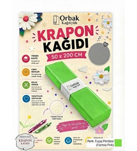 Premium Yeşil Krapon Süsleme Kağıdı 50x200 cm 60 gr Parti, Organizasyon ve Okul Etkinlikleri İçin (1 Adet)