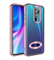 Xiaomi Redmi Note 8 Pro Kılıf Kamera Korumalı Logo Gösteren Şeffaf Kapak (Rose)