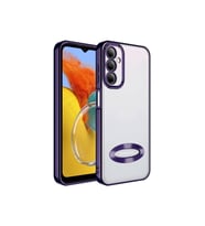 Samsung Galaxy M14 Uyumlu Kılıf Kamera Korumalı Logo Gösteren Zore Omega Kapak (Koyu Mor)