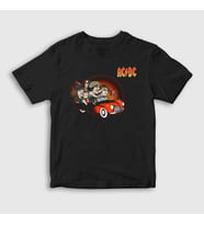 Presmono Unisex Çocuk Siyah Classic Car AC/DC T-Shirt 6188tt