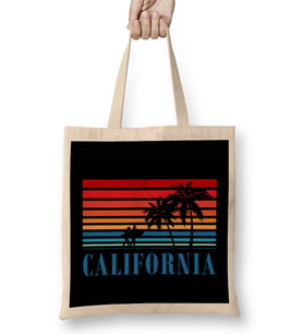 California Blue Surfers Sunset Stripes Bez Çanta Uzun Saplı