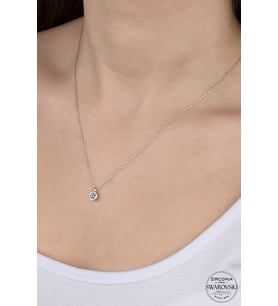 Union Swarovski Zirconia Kadın Tektaş Gümüş Kolye