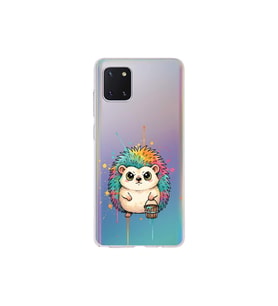 Samsung Galaxy A81 ile Uyumlu Splash Kirpi Tasarımlı Şeffaf Silikon Kılıf
