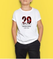 BK Gift 29 Ekim Tasarımlı Erkek Çocuk Beyaz Tişört-2, Arkadaşa Hediye, 29 Ekim Hediyesi Hediyesi, Trend Tişört, 100.Yıl Hediyesi