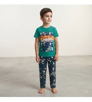 Erkek Çocuk Leader Yazılı Kısa Kollu Pijama Takımı - 5-6 YAŞ / YEŞİL