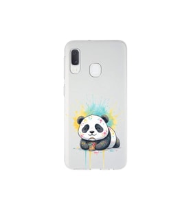 Samsung Galaxy A20e ile Uyumlu Splash Panda Tasarımlı Şeffaf Silikon Kılıf