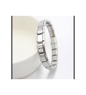 18 Cm Italian Charm Silver Detailed  Model Stainless Steel Bracelet FMACCESORİES