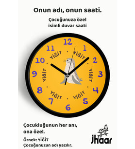 İsme Özel Sevimli Fok Balığı Çocuk Odası Duvar Saati Orta Boy 30 cm Siyah Camlı Sessiz