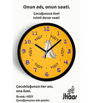 İsme Özel Sevimli Fok Balığı Çocuk Odası Duvar Saati Orta Boy 30 cm Siyah Camlı Sessiz